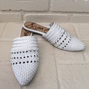 Sam Edelman Natalya white woven leather mules sz 8